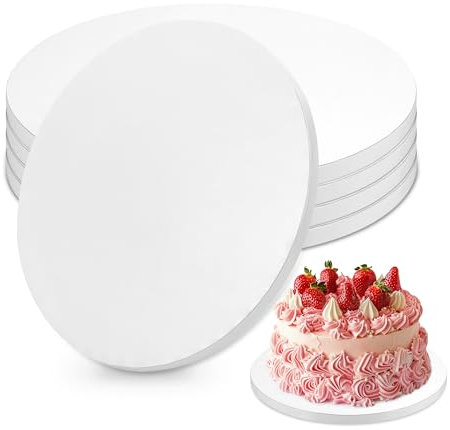Zocipro 5 Stück Cake Board 25cm Rund, Cakeboard Weiß Cake Drum Tortenplatte 12 mm Dicke, Wiederverwendbar Tortenplatte Pappe für 6-9 inch Kuchen, Dessert