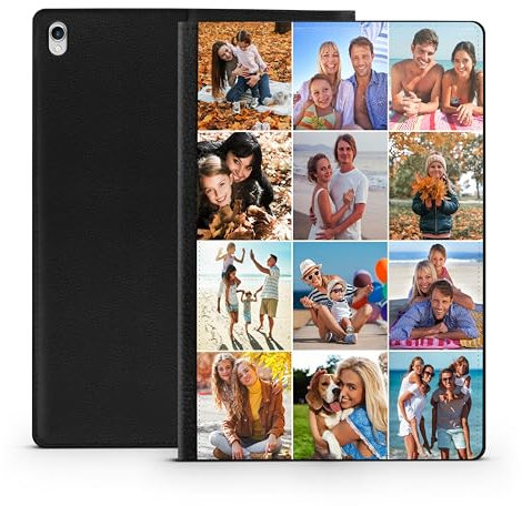 Personalised Tablet Case Cover Compatible with iPad Models Custom Leather Flip Case Any Photo Printed Collage Photos (12 Photos)