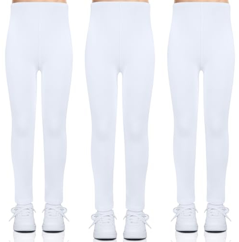 KOOOGEAR 3 Stück Leggings Mädchen High Waist,Kinder Sportleggins Lange Weich Elastische Sporthose Hose für Tanz Yoga Alltag (DE/NL/SE/PL, Alter, 7 Jahre, 8 Jahre, Regular, Standard, 3 Stück Weiße)