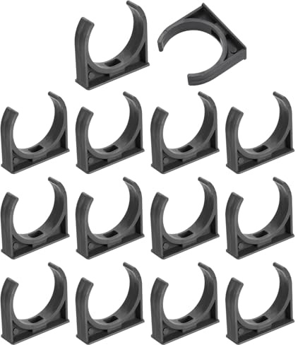 sourcing map 16Pcs PVC Water Pipe Clamps Clips, U-Shaped Tubing Hose Buckles, Irrigation Tube Holder for 50mm OD for TV Trays Tube Hose Hanger Support Tubing, Gray