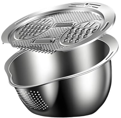 Ciotola per il bucato, in acciaio inox con tagliaverdure per il lavaggio, scolapasta con beccuccio, scolapasta da cucina per lavare e scolare pasta, patate, verdure, frutta