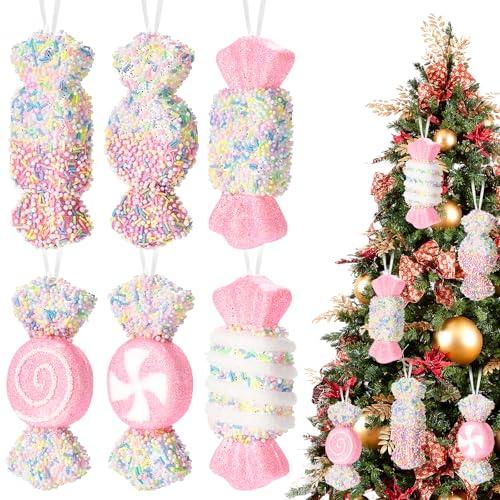 6 Stück Weihnachtsbaum Anhänger, 14.5 x 5.5cm Tannenbaum Deko, Groß Zuckerstangen Weihnachten Deko, Weihnachtsdeko Baum, Weihnachtsdeko Baumschmuck, Tannenbaumschmuck, WeihnachtsbaumDeko Candycane