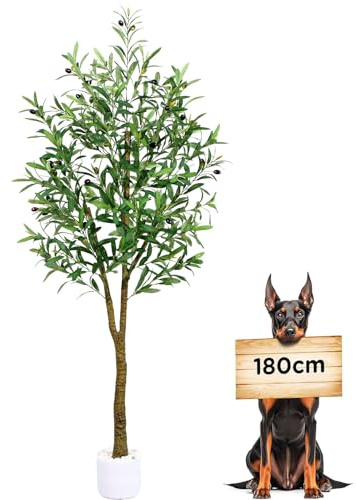 AcryStelith Olivo Artificiale 180cm,Albero di Ulivo Artificiale,Albero Artificiale, Pianta Finte Grandi, Piante Finte Perfette in Vaso per Interni Esterno Casa Ufficio Giardino Decorazione Moderna