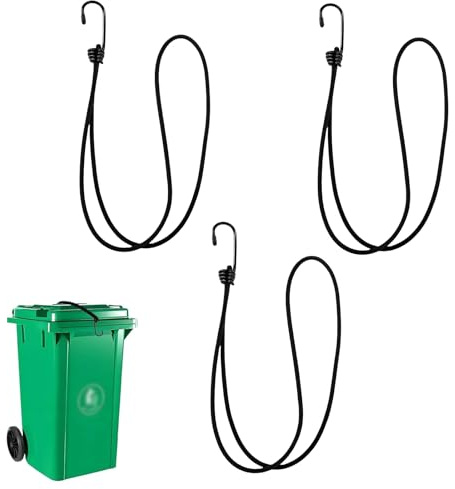 Wheelie Bin Locks 3 Pack - Heavy Duty Bungee Strap Locks for Wheelie Bins, Secure Bin Clips & Straps for Lid Security, UK Design