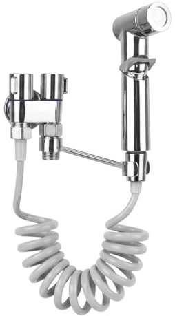 Bidet Handbrause für Toilette Set,1-in-2-out-Doppelsteuerventil WC Dusche Duschkopf Aufsatz Set,Verstellbarer Wasserdruck Handbrause Toilette mit Schwenkhalter für Waschbeckenbrause Bad Waschmaschine