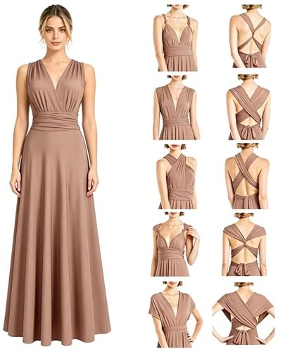 Neteson Mujer Vestido de Noche Largos Elegante Vestido Invitada Boda Fiesta | Multiposicion Vestidos Dama de Honor Graduación Ceremonia Cóctel