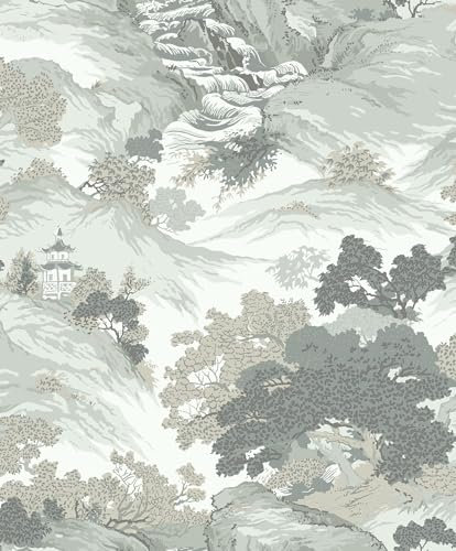 Crown Wallcoverings Oriental Landscape Wallpaper Green M1191 Full Roll