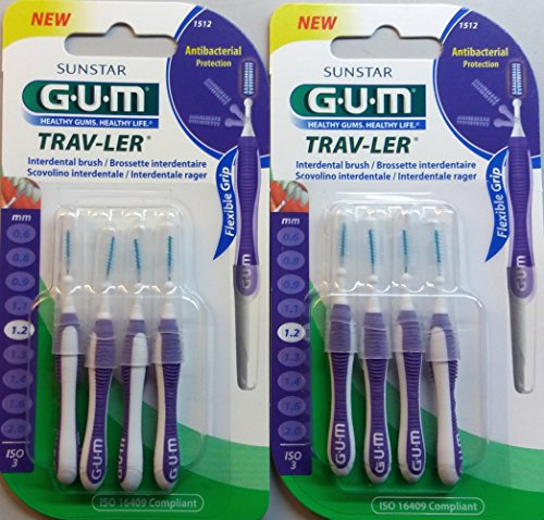 GUM Proxabrush Trav-ler 4 Brossettes Interdentaires 1512 Lot de 2