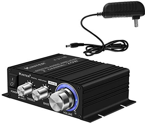 Kinter K3118 Texas Instruments TI Digital Hi-Fi Audio Mini Class D Home Auto DIY Arcade Stereo Amplifier with 12V 3A Power Supply Black