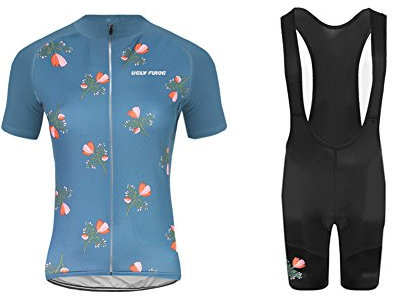 UGLY FROG Radtrikot Damen Kurzarm Fahrradbekleidung Set Outdoor Sports Radfahren Jersey + Radfahren Latzhose Shorts im Sommer