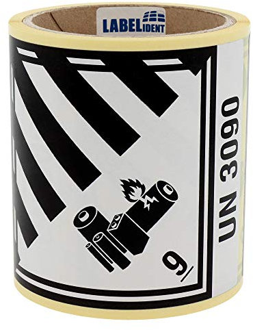 Gefahrgutaufkleber 100 x 120 mm - Gefahrgutetiketten Klasse 9A - 100 Gefahrstoffetiketten auf 1 Rolle(n), Papier weiß-schwarz