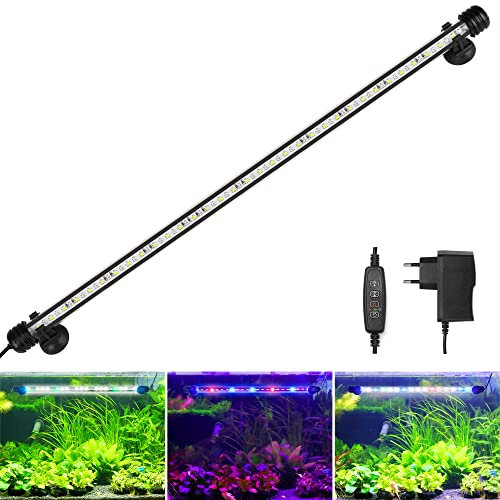 BELLALICHT LED Aquarium Beleuchtung - Aquarien Lampe [RGB-Weiß Licht] mit eingebautem Timer, Dimmbar 10 Helligkeitsstufen IP67 Wasserdicht Light für Fisch Tank Pflanze, L-58C