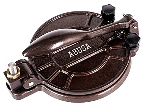 ABUSA Thickness Adjustable Tortilla Press 8 Inch Tortilla Maker Bronze - Roti, Dough Press, Dosa, Tawa, Tamale, Pizza, Pie, Patty