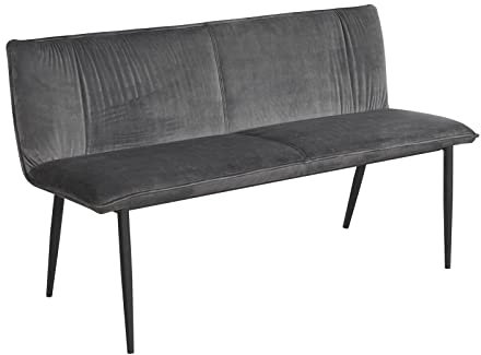 HTI living Bank Velvet Grau mit Print auf Rückseite Bangor Sofabank Polsterbank mit Rückenlehne