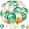 62 Stück Luftballons, Grün Metallic Luftballons weiße Gold Latex Luftballons für Taufe Kinder Kindergarten Geburtstagsdeko Kindergeburtstag Dschungel Party Deko Safari Geburtstag Dekoration
