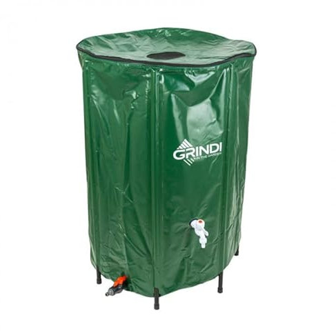 Grindi - Regentonne Faltbar, Rund - 380L, 70x100 cm - klappbar Regenwassertank Regenwasserfass Wasserspeicher für Gartenbewässerung, mit Überlaufschutz, Hahn, Wassereinlassgitter