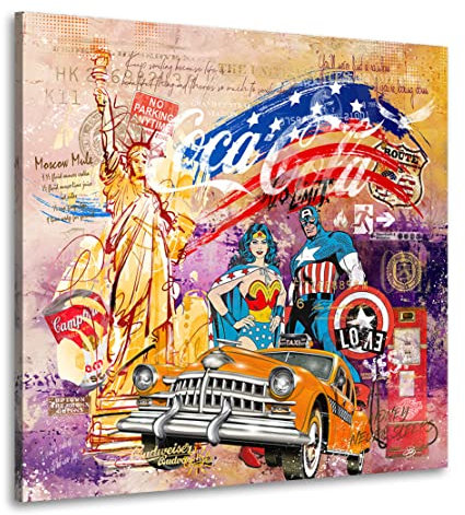 Kunstgestalten24 Leinwandbild Amerika im Pop Art Stil Wandbild Kunstdruck Raum- u. Wanddekoration Übergrößen