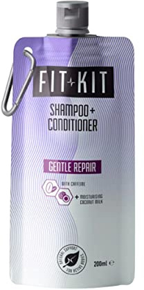 FitKit Caffeine Gentle Repair Shampoo & Conditioner - Ideal Gym Shower Kit for Healthy Hair Growth - Helps to Prevent Hair Loss - Coconut Milk Provides Moisture & Softness to Dry Hair - 200ml