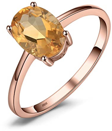 JewelryPalace Echt Edelstein Granat Citrin Peridot Blautopas Amethyst Ringe Rosegold, Verlobungsring Promise Solitär Ring Silber 925 Damen, Silberringe Damenring Antragsring Ringe, Damen Schmuck 54