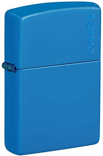 Zippo Sky Blue Matte Logo Classic Pocket Lighter