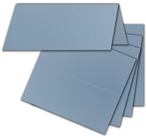 FarbenFroh by GUSTAV NEUSER 50x Tischkarten in Graublau (Blau) - 4,5 x 10 cm - blanko - Doppel-Karten - als Platzkarten und Namenskarten für Hochzeit und Feste
