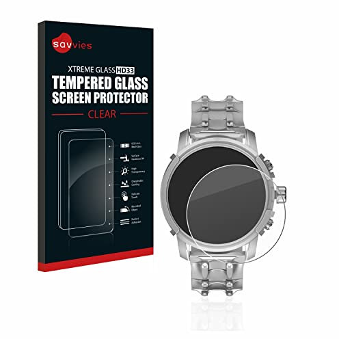 savvies Verre Trempé pour Diesel Griffed (45,5 mm) Vitre Protection Ecran, Film Trempé de Verre, Dureté 9H