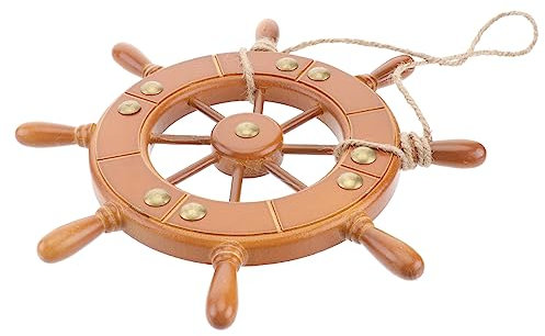 TOPPERFUN Holzlenkrad Schiffssteuerrad Modell im Mediterranen Stil Ornament Dekoration für Wand Wandanhänger für Haus Bar Restaurant