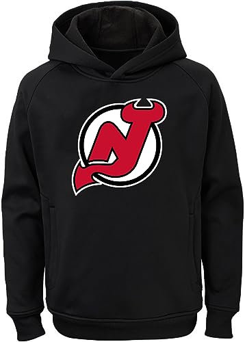 Outerstuff NHL Youth 8-20 Team Color Performance Primary Logo Pullover Sweatshirt Hoodie, New Jersey Devils Schwarz, 8