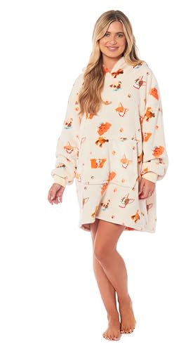 Hooded Blanket Top Lounge Fleece Sherpa Original Blankets Sweatshirt Hoodie As Seen On TV Warm Soft Cozy One Size Fits All Men Women Girls Boys (Dogs, One Size)