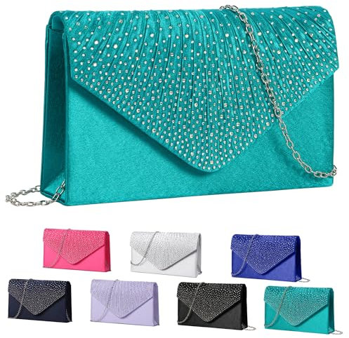 Fililogor Damen Umschlag Clutch Glitzer Umhängetasche Elegant Abendtasche Clutch Brauttasche mit Kette für Hochzeit, Prom, Party