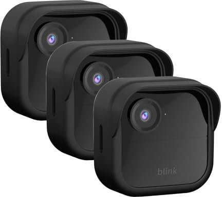 Qopoto All-New Blink Outdoor 4 (4th Generation Silicone Case Cover Weatherproof Protective Skin Cover with Hat Brim for Blink Outdoor 4 Smart Security Camera (Black, 3