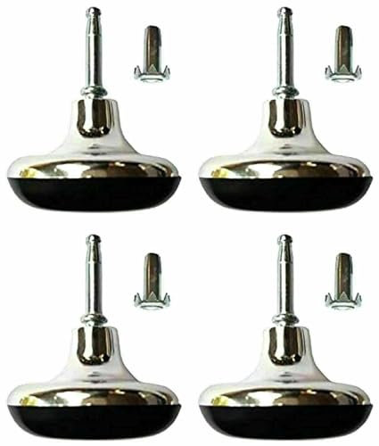 4 x verchromte Füße Beinrollen Gleiter mit Metalleinsätzen für Betten, Sofas, Fußhocker, Möbelgleiter, Diwan, Bett, Basis, Stuhlrollen