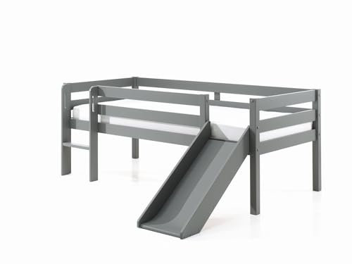 möbelando Spielbett >Pino< in Grau aus Skandinavische Kiefer - 207,6x83x175cm (BxHxT)