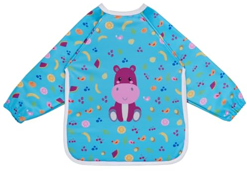 HOMYBABY® Baberos bebe mangas impermeable PREMIUM - PUL laminado suave, transpirable y resistente - Babero Baby Led Weaning - Baberos BLW ajustable - Baby infantil plastificado