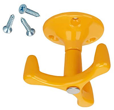 Fix&Easy 5 x Garderobenhaken gelb Kleiderhaken Deckenhaken Drehhaken 3-fach Haken unterbau drehbar für Garderobe Kleiderschrank Mützenablage