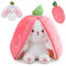 Zkaoai Hasen Verstecken, Plush Hase Erdbeere, Hasen Karotten Plüsch mit Karotten und Erdbeere, Hase Kuscheltier Plüschtiere, Plüschtier Hase Karotte, Osterhase Plüschtier Hase für Jungen und Mädchen