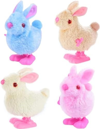 DHRUTI Aufziehspielzeug Ostern 4 Stück Osterhase Spielzeug, Aaufziehtiere Ostern, Aufziehspielzeug Kinder, Osterkorb Füllstoffe, Ostern Spielzeug Geschenk, für Junge und Mädchen