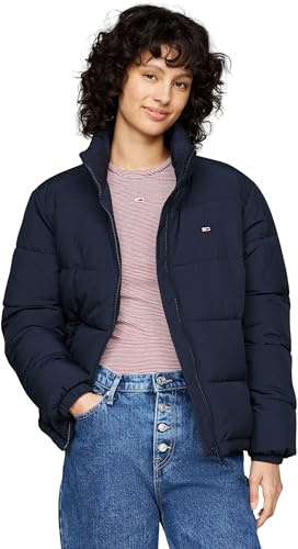 Tommy Jeans Damen Steppjacke Essential Puffer mit Kragen, Blau (Dark Night Navy), M