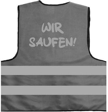 Wir Saufen JGA 2024 Team Warnweste (Versus ich heirate) Warnweste BZW. Signalweste mit reflektierendem Aufdruck - Größe L/XL, Grau
