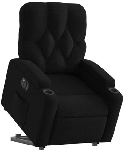 vidaXL Relaxsessel, Sessel mit Aufstehhilfe Elektrisch, Fernsehsessel mit Liegefunktion, Liegesessel Aufstehsessel für Wohnzimmer, Schwarz Stoff