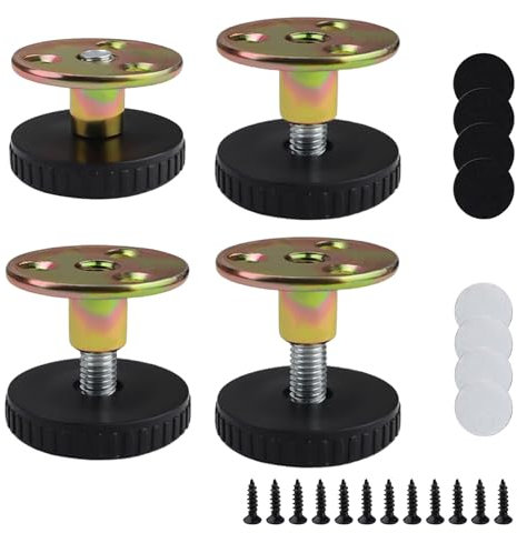 LNSYSNS 4 Pièces Pied de Table Reglable, Réglable en Hauteur Pied pour Meuble, 27-40mm Pied de Meuble Reglable, Pas de Perçage, avec Patin Antidérapant, pour Plupart Meubles