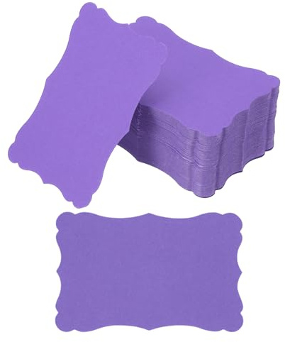 PATIKIL 3,7x2,4 Blanko-Papier Visitenkarten, 120er Pack Kleine Index-Karteikarten Wörter Nachricht Notizkarte Mini-Papierschilder Spitze für DIY-Geschenk, Lila