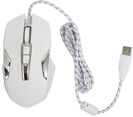 Pongnas RGB-Gaming-Maus, Leichte Plug-and-Play-Multifunktions-programmierbare Tasten, Hochpräzise Kabelgebundene Gaming-Maus für Laptop (White)