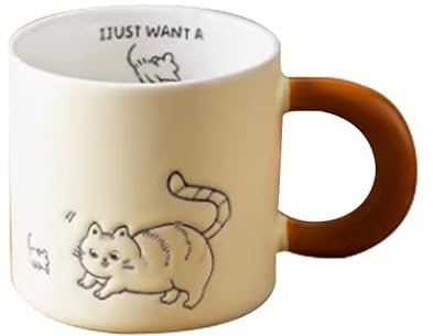 Tazza da viaggio in ceramica con manico Amanti del caffè Tazza da caffè in ceramica Tazza da latte in ceramica Tazza da latte in scatola di colore Stile natalizio Gatti carini che suonano,B,380