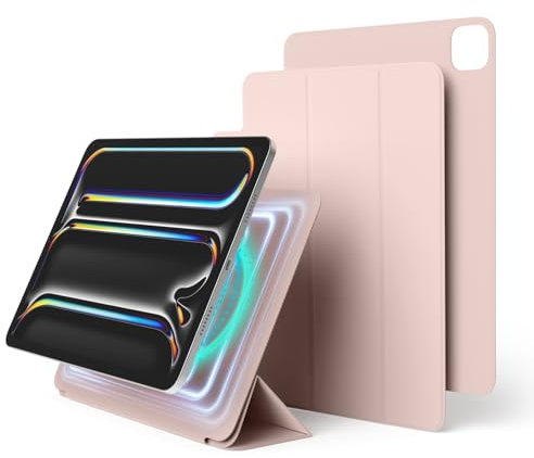 elago Folio Magnética Funda para iPad Pro 11 Pulgadas Cover (M4) - Placa Trasera acoplable a Materiales metálicos, funcionalidad Wake/Sleep, Compatible con Series de Apple Pencil (Rosado Arena)