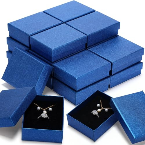 Sasylvia 36 Stück Schmuck-Geschenkboxen mit Kissen 8,9 x 7,1 x 3,1 cm (Königsblau)