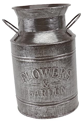 ULDIGI Cubo De Flores Vintage De Hierro Jarrón Antiguo para Decoración Adorno Multifuncional