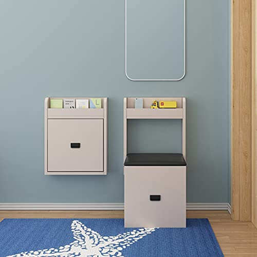 Klappbarer Schuhwechselhocker zur Wandmontage, Wandklappstuhl, Schuhwechselhocker mit Armlehnen, Massivholz, klappbar (weiß)