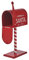 URBNLIVING Boîte aux lettres de Noël en bois et métal - Père Noël arqué - Décoration de table rouge - Décoration de table festive - Décoration d'intérieur - Petite ou grande (grande)