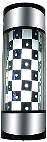 HHOZsafety Poteau Lumineux pour barbier Poteau de Salon de Coiffure Poteau Lumineux pour barbier Poteau Lumineux Rotatif Noir et Blanc en Treillis Lumineux pour Salon de c